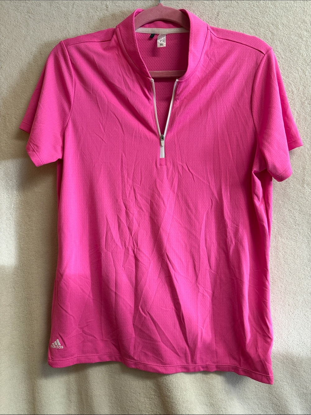 adidas Women’s Hot Pink Short-Sleeve Quarter-Zip Jersey